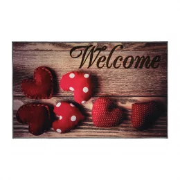 Коврик влаговпитывающий Velur 50*80 см Welcome, коллаж с сердцами, VORTEX