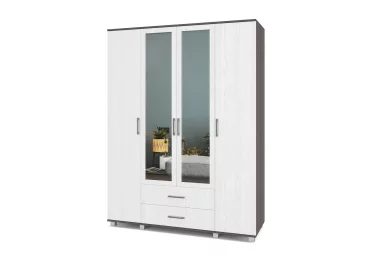 Шкаф Ева 4-х створчатый с зеркалом с выдвижными ящиками Е43