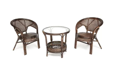 Комплект для отдыха Pelangi (стол со стеклом + 2 кресла)