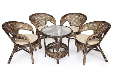 Комплект для отдыха Pelangi (стол со стеклом + 4 кресла)